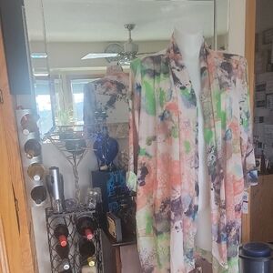 Colorful Abstract Open Cardigan